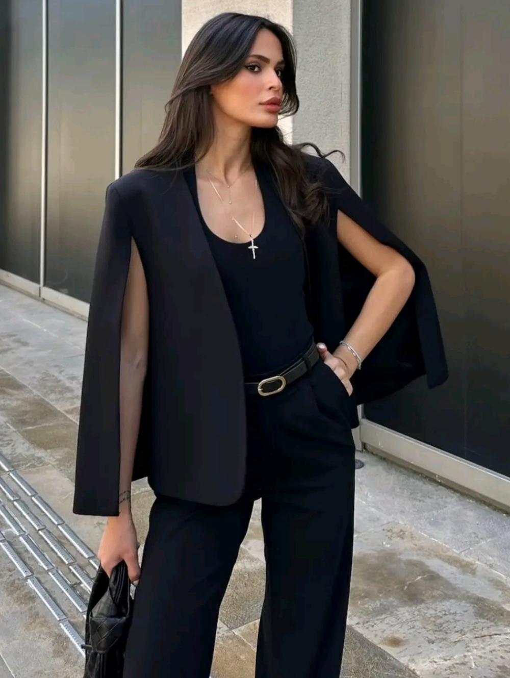 ZARA CAPE BLAZER JACKET BLACK SIZE XS